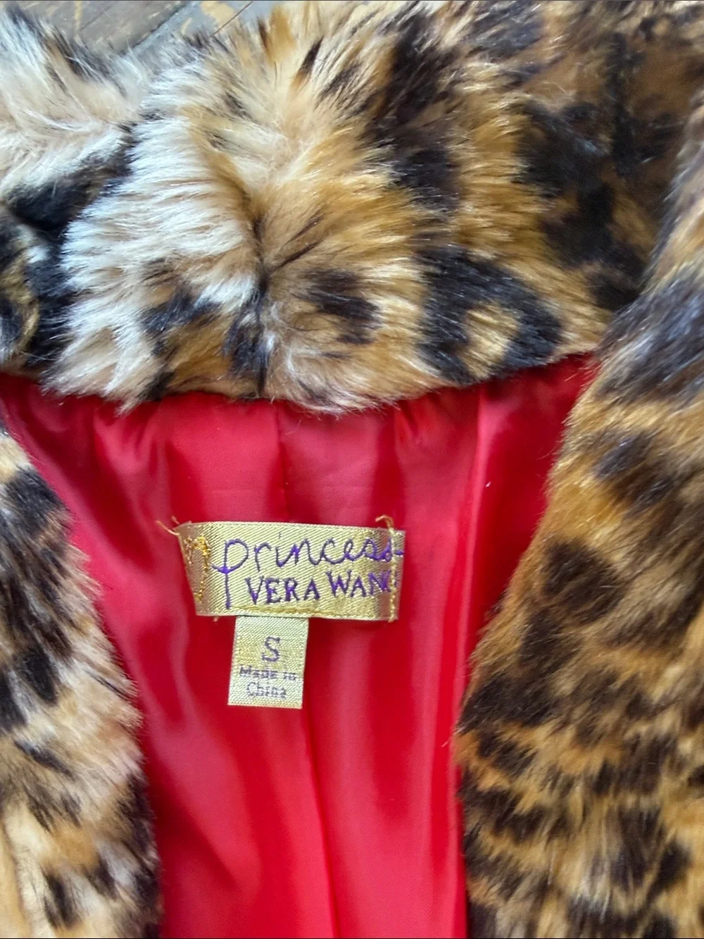 Vera wang girl faux leopard coat